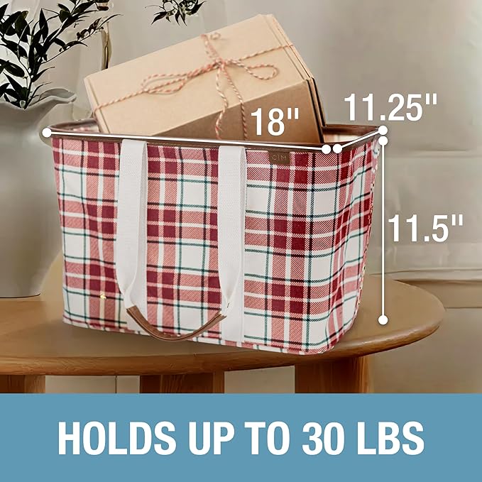 CleverMade Collapsible LUXE Tote - Reusable Grocery Shopping Storage Bag Organizer w/Handles Reinforced Bottom