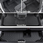 Floor Mats for 2018-2025 2026 Volkswagen Atlas 7 Passenger Bench Seating (Not for Cross Sport), All Weather TPE Durable Cargo Mat with Backrest Mats for VW Atlas Accessories