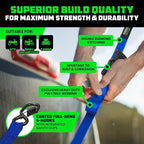 Rhino USA Retractable Ratchet Straps (4-Pack) - 1 Inch x 10 Feet (1,209lb Break Strength) - Auto Self Retracting Tie Down Straps for Truck, Cargo Trailer, Motorcycle, ATV, UTV - Blue