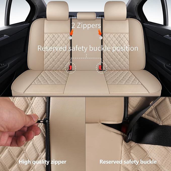 Car Seat Covers Full Set, Breathable and Waterproof Napa Leather Car Seat Cover, Interior Universal Fit for Cars, Sedans, SUV
