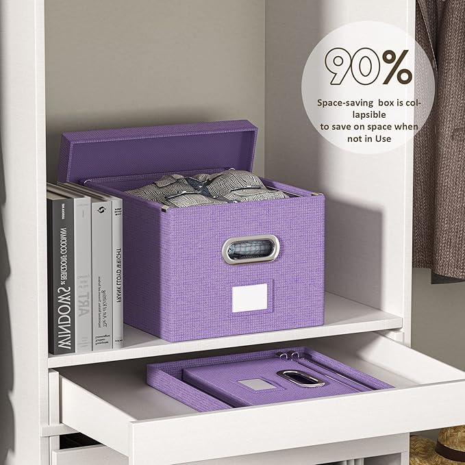 File Organizer Collapsible Storage Box for Office File Box with Lids Document Organizer for Office and Home Easy Slide Durabl