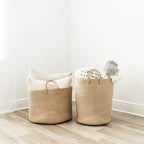 OrganiHaus Large Woven Laundry Basket w/Handles 52L, Rope Dirty Clothes Hamper, Blanket Basket for Living Room, Baby Laundry 
