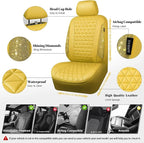 CAR PASS Yellow Bling Diamond Leather Car Seat Cover Full Sets,Waterproof Shining Glitter Sparkly Crystal Universal Fit for A