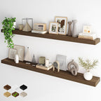 Fun Memories 66 Inch Fireplace Mantel - Long Floating Shelf, Wall Mounted Farmhouse Display with Invisible Heavy Duty Metal B