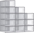 SONGMICS Shoe Boxes, Pack of 12 Shoe Storage Organizers, Stackable Clear Plastic Boxes for Closet, Sneakers, 13.1 x 9.1 x 5.6