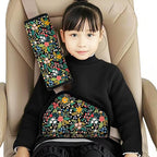 Kids Seat Belt Cover & Neck Protector - Soft Breathable Car Seat Belt Cushion for Children, Universal Fit, Hypoallergenic Travel Accessory, Wild Flower