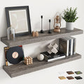 40 Inch Floating Shelves for Wall Set of 2, 8"D Wood Grain Bathroom Shelves with Invisible Brackets, Easy Install Engineered 
