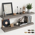 40 Inch Floating Shelves for Wall Set of 2, 8"D Wood Grain Bathroom Shelves with Invisible Brackets, Easy Install Engineered 