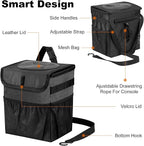 Car Trash Can Pack of 2 Foldable Garbage Bin Leakproof 2.3 Gallons Car Trash Bag Black