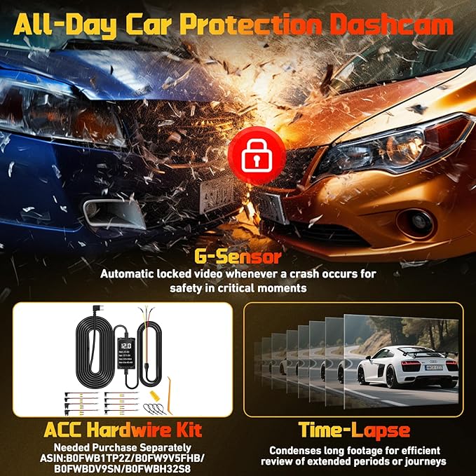Dash Cam Front for Cars with Built-in WiFi & APP Control, 4K Dash Camera with Free 32GB Card, 1.2" IPS Touch Screen Dash Cam 