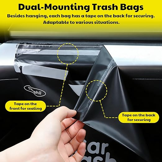 150 Bags Tidyphil Hanging Car Trash Bags Disposable, Leak-proof, Odor Seal. 2 Gallon Car Garbage Bags. Alternative to Car Trash Can, Easy Stick-On Car Garbage Can for Car,SUV,Truck, Vehicle, Stroller.