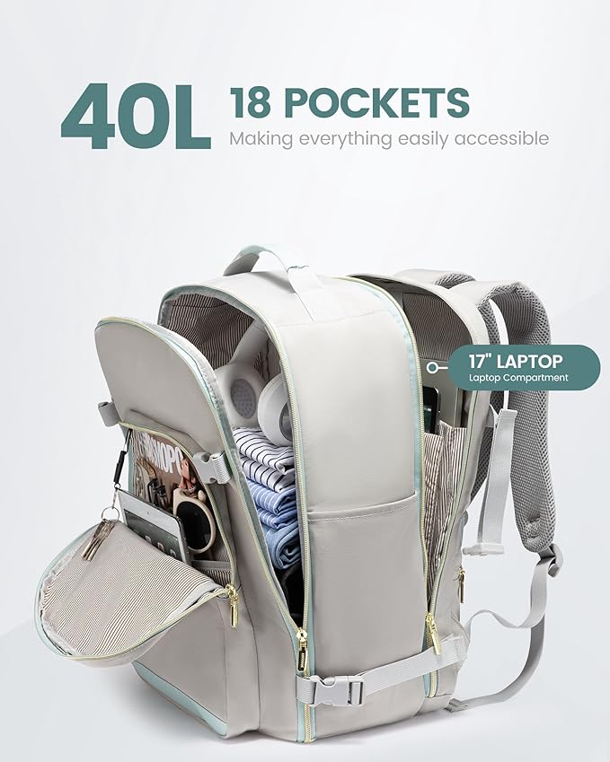 LOVEVOOK Travel Backpack for Women & Men 40L,Airline Approved Carry On Backpack Travel Essentials,TSA Carry on Luggage,Waterp