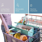 Lotus Club Cart Trolley Reusable Shopping Bags (3-Pack)– Detachable & Reusable Grocery Bags Foldable w/ Insulated Grocery Bag & Egg/Wine Holder– Washable Shopping Totes for Easy Storage & to Save Time