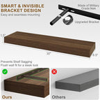 Fun Memories 30Inch Floating Shelves for Wall, 2 Pack Rustic Wood Shelves for Bathroom|Kitchen Wall Mounted Floating Shelf wi