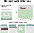 FinishingBo 6-Pack Storage Cubes with Handles & Label Holders Basket, Closet Cube Home Organizer Bins(White/Green, 10.5*10.5*