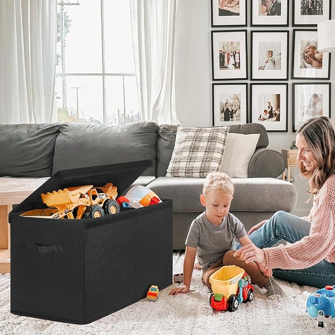 INDRESSME 25"x13"x16" Large Toy Storage, Foldable Storage Bins with Dividers, Toy Chests for Closet, Playroom, Bedroom, Toy B