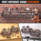 2-Pack Large Power Tool Organizer Wall Mount,Heavy Duty Cordless Tool Organizer with 18 Drill Holder,600 Lbs Capacity 3-Layer
