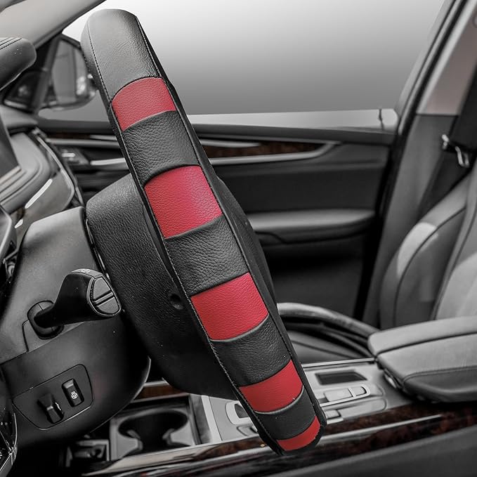FH Group Universal Fit Microfiber Embossed Leather Beige Steering Wheel Cover Fits Most Cars, SUVs