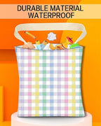 Car Trash Can, Durable Hanging Car Trash Garbage Bag, Cute Automotive Garbage Cans Organizer, Cute Rainbow Checkerboard