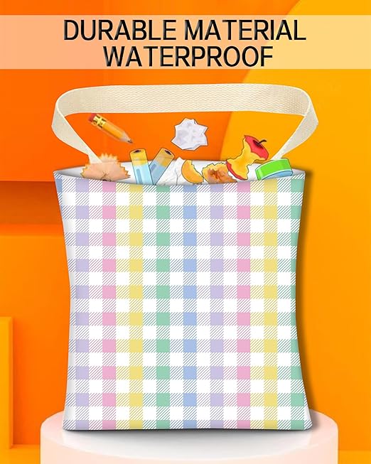 Car Trash Can, Durable Hanging Car Trash Garbage Bag, Cute Automotive Garbage Cans Organizer, Cute Rainbow Checkerboard