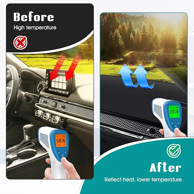 FIILINES Dash Cover for 2022-2025 Honda Civic, Dashboard Mat Accessories Dash Cover Sunshade Nonslip Mesh Protector No Glare 