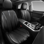 CAR PASS Carbon Fiber Nappa Leather Car Seat Covers Front Only Cushioned Leatherette 2 Piece Padded Waterproof Universal Fit 