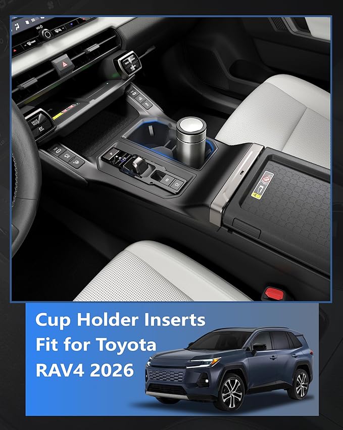 Cup Holder Inserts for Toyota Rav4 2026 Accessories, Non-Slip Silicone Center Console Protector Organizer to Prevent Spills & Scratches for Rav4 Interior Accessories
