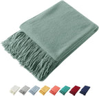 Homiest Decorative Knitted Throw Blanket with Fringe, Lightweight Acrylic Knit, Soft & Cozy Tassel Blanket for Couch, Sofa, B