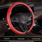 Aimato Car Steering Wheel Cover Carbon Fiber, Ultra-Thin Car Steering Wheel Cover,Comfortable & Breathable Microfiber,Universal Fit for Most Cars, Matte Red