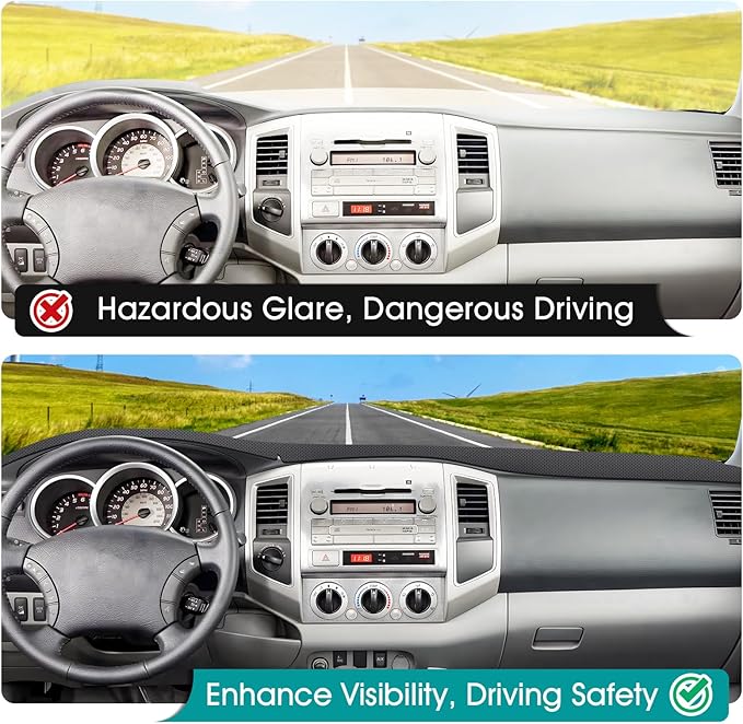 FIILINES Dash Cover for 2005-2015 Toyota Tacoma Pickup, Dashboard Mat Accessories Dash Cover Sunshade Nonslip Mesh Protector 