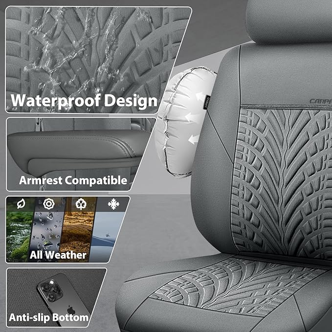 CAR PASS Neoprene Waterproof Seat Covers Full Sets, Wetsuit Car Seat Covers 5 Seats Universal Fit for Vans, Truck, SUV, 3D Ty