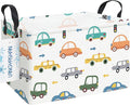 LANGYASHAN Rectangular Storage Bin Collapse Canvas Fabric Cartoon Storage Basket with Handles for Organizing Home Kitchen Boy