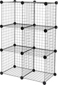 Amazon Basics 6-Cube Wire Grid Stackable Storage Organizer, Metal Shelving Unit, No-Tool Assembly, 26"W x 38"H x 12.6"D, Blac