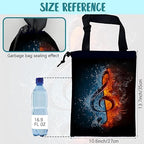 Car Trash Bag Music Note in Fire and Water Leak-Proof Waterproof Car Garbage Bag with Drawstring Foldable Canvas Trash Bin with Adjustable Buckle for Car Accessories, Travelling, Camping