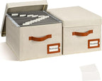 Storage Standard 2-Pack File Organizer Box with Lid - Collapsible Hanging Linen Document Organizer Portable File Boxes, Light