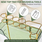 shuang qing Upgraded 2-Tier Corner Bathroom Countertop Organizer – Spacious Storage for Makeup, Skincare & Perfumes, Built-in