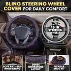 Purple Car Accessories Set, 27 Pieces – Bling Car Accessories for Women, Steering Wheel Cover, Rearview Mirror, Air Vent, Dashboard and Console Rhinestone Decor - Universal Fit Interior Styling Kit