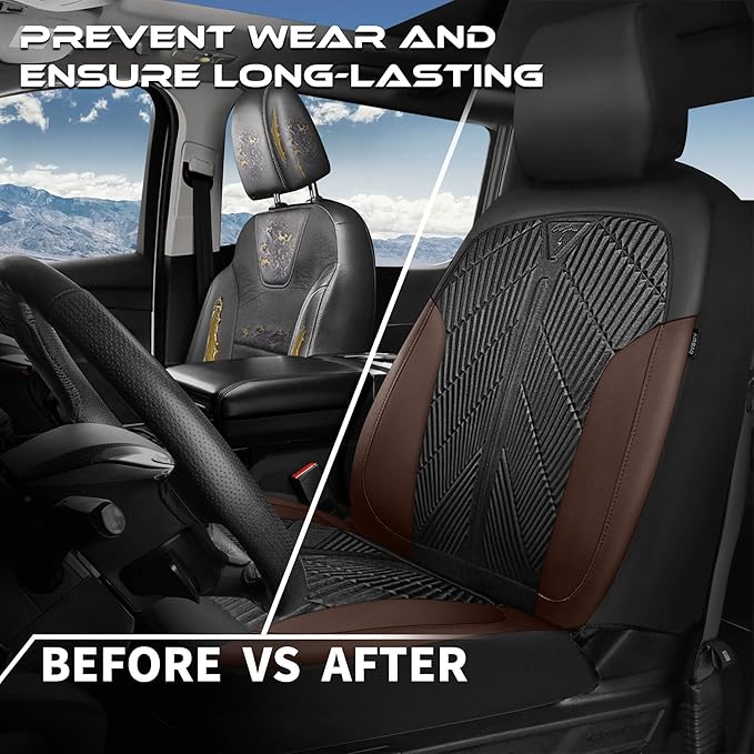 CAR PASS Waterproof Black Brown Car Seat Covers Front Seat Covers Neoprene Wetsuit,All-Weather Non-Slip Durable,Universal Fit