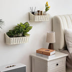 GRANNY SAYS Wicker Hanging Basket, 2 Pack Storage Baskets for Organizing, Adhesive Wall Mount Fruit Basket, Kitchen Organizat