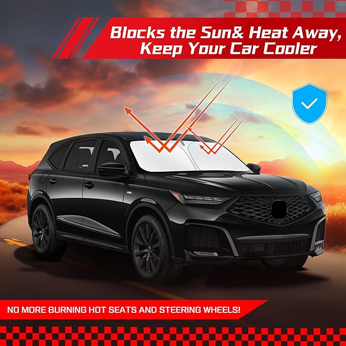 ARISMOTOR Windshield Sun Shade for Acura MDX 2021-2025 2026, Custom Fit Foldable Front Window Sunshade Sun Visor Protector, Block UV Rays Keep Your Car Cooler