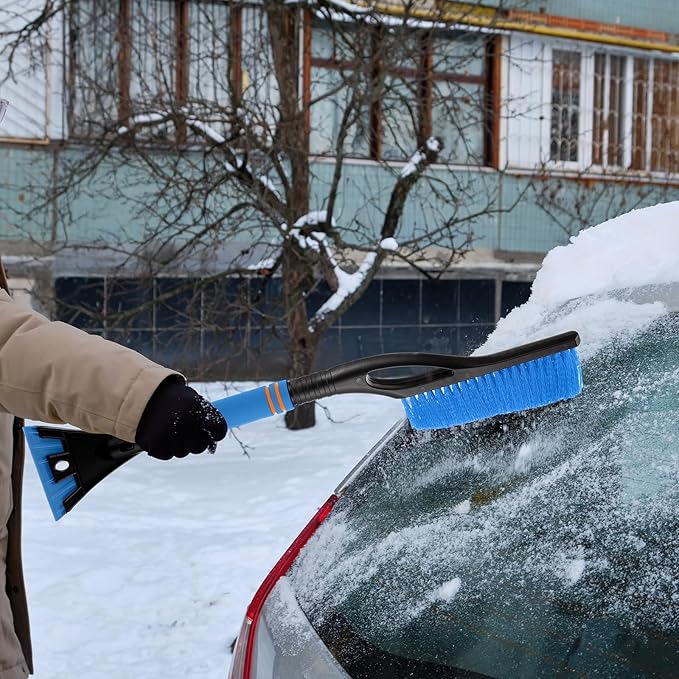 Baderke Snow Brush and Ice Scrapers for Car Windshield Detachable Window Snow Scrapers and Brush with Ergonomic Foam Grip Ice Removal Tool for Cars, Trucks, Suvs(Blue)