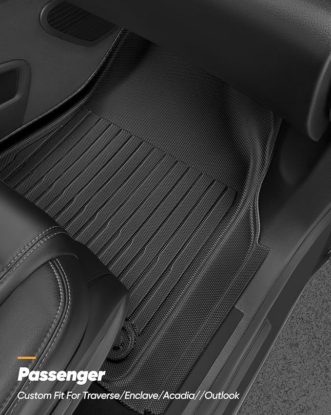 All Weather Floor Mats Custom Fit for Chevy Traverse 2009-2017 (Only Fits Captain's Chairs), Front Backseat Row Liners for GMC Acadia 2007-2017, Full Interior Protection TPE Rubber Car Accessories
