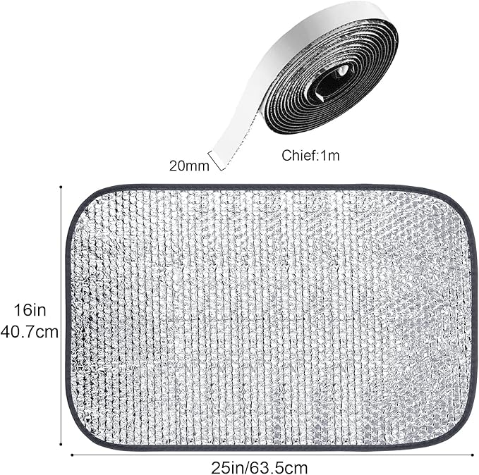 Frienda Rv Window Reflective Insulation Roll 16inch*2ft Double Aluminum Foil Heat Bubble Thermal Window Shade Door Cover Blackout for Garage Roof Travel Camper Skylight Shield