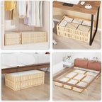 Bamboo Under Bed Storage with Wheels,Rolling Underbed Shoe Organizer Box for Shoes,Blankets,Toys,Clothes Container Space-Savi