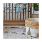 Crane Baby Boho Safari Nursery Decor Baby Storage Bin, Cotton & Jute Collapsible Fabric Basket Organizer, 13X12 Jute 13 X 12 