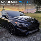 Passenger Side Mirror Cover Replacement for Ford Fusion 2013 2014 2015 2016 2017 2018 2019 2020 2021 2022 - Right Side Mirror Covers, Rear View Mirrors Cap Accessories With Lamp, Black