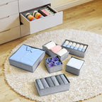 DIMJ Drawer Organizers - 12 Pack Foldable Closet & Sock Organizers, Fabric Dresser Drawer Dividers for Clothes, Underwear, Br