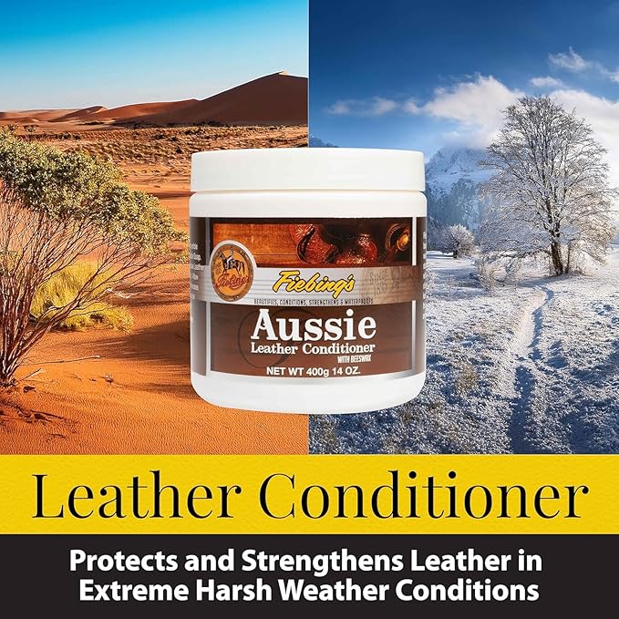 Fiebing's Aussie Leather Conditioner 2-Pack (14 oz) - Contains Beeswax to Withstand Hot Conditions - Preserve, Moisturize, St