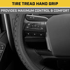 Cat® DuraGrip Steering Wheel Cover, Tire Tread Inspired Traction Grip Design, Black Steering Wheel Cover for RV Semi Truck Big Rig Trucker - X-Large 17.5" - 18" Inches