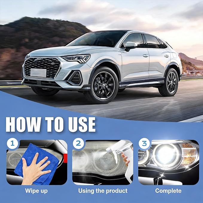 Headlight Restoration Kit - Coating Headlight Cleaner for Cars Trucks Motorcycles & RVs - Restore Yellowing Cloudy & Foggy Le